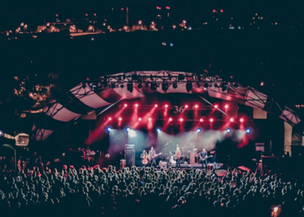 Outdoor concert crowd enjoying a night performance, showcasing the need for robust security measures at public events.